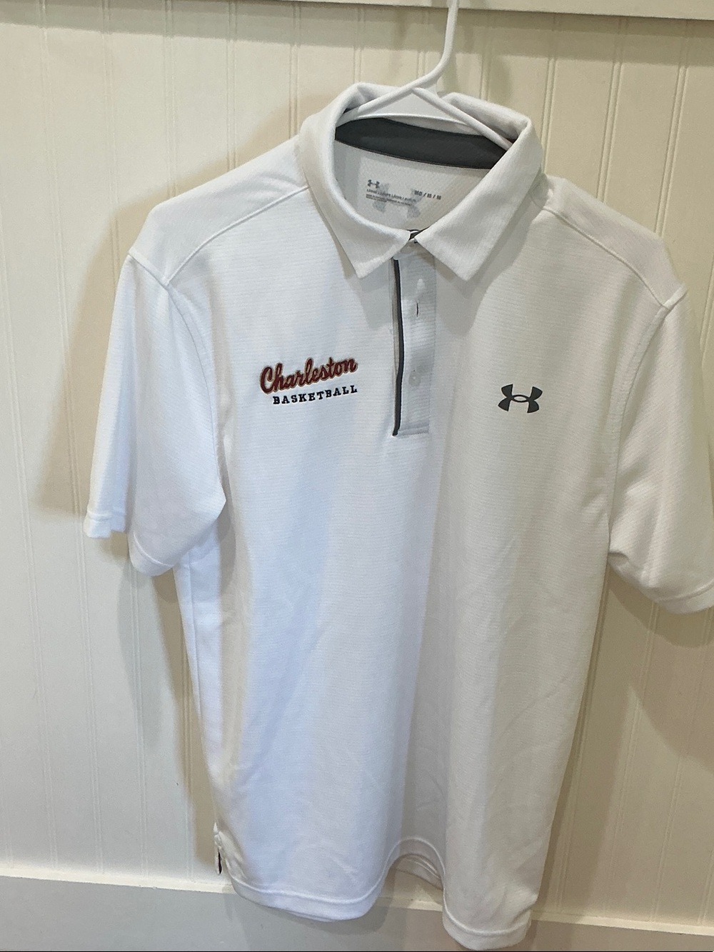 Under Armour White Charleston Basketball Polo Shirt